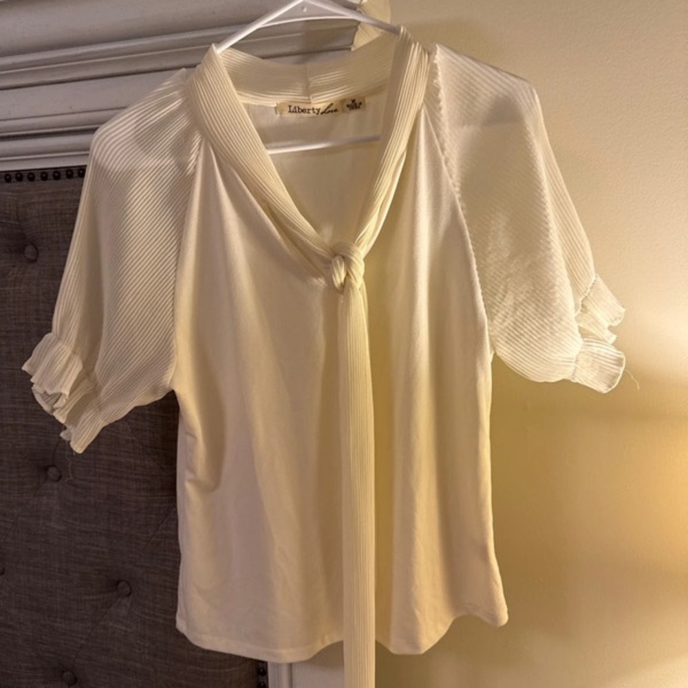 Liberty Love Cream Flutter Sleeve Sailor Collar Blouse